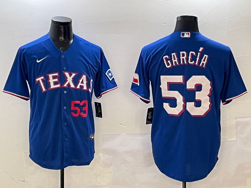 Men Texas Rangers #53 Garcia Blue Game 2025 Nike MLB Jersey style 2